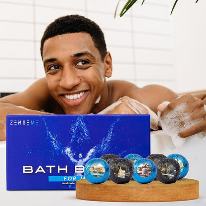 Bath Bombs for Men - Gift Set of 18 Scented Handmade Natural Bath Bombs of 2.5 oz w/Essential Oils, Unique Manly Scents, for Boyfriend, Husband, Father - 18 Pack