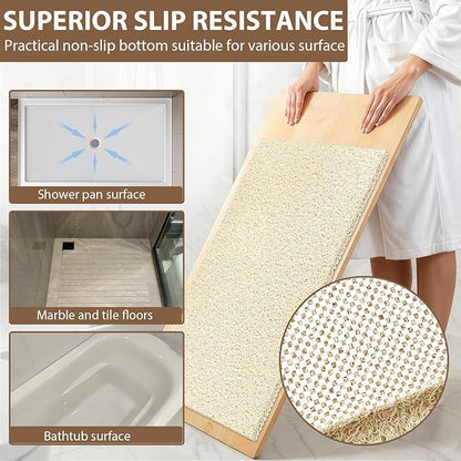Shower Mat Non Slip: 36 x 24 Inch Extra Large Shower Mats for Inside Shower with Drain Hole - Soft PVC Loofah Anti Slip Shower Stall Mat for Walk-in Shower and Bathroom, Quick Drying