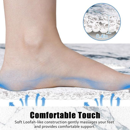 Square Shower Mat Non Slip: 27x27 Inch Shower Floor Mat with Drain Hole in Middle, Super Soft and Comfortable PVC Loofah Massage Bath Mat for Shower, Anti Slip Shower Stall Mat, Quick Drying