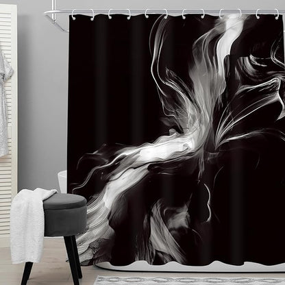 Cinbloo Abstract Black and White 72Wx72H Shower Curtain Modern Ombre Marble Ink Texture Minimalist Simple Unique Contemporary Bathroom Curtain Set Elegant Neutral Bath Bathroom Accessories Decor