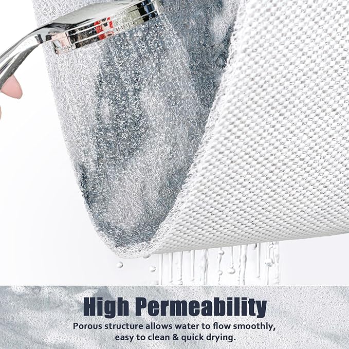 Shower Mat Non Slip - 32x32 Inch Soft Comfort Bath Mat with Drainage Holes, PVC Loofah Massage Bathmat for Shower, Tub, Bathroom, Wet Areas, Quick Drying