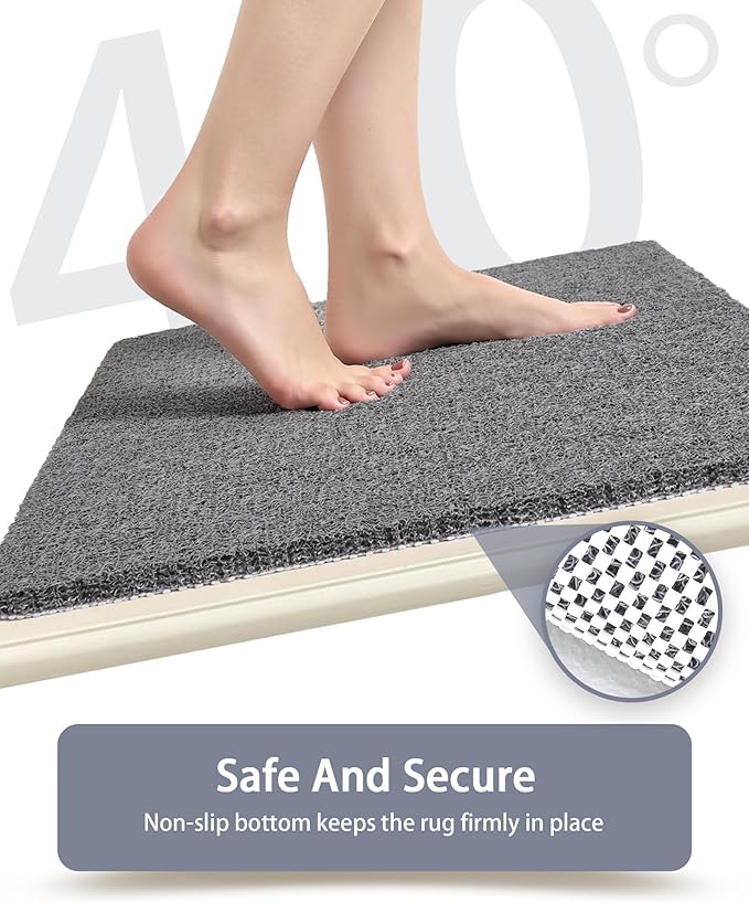 Mecko Square Non-Slip Shower Mats for Inside Shower, Anti-Slip Loofah Bath Mat for Tub and Walk-in Shower, Soft and Comfortable Safety Mat, Quick-Drying (Grey, 24" x 24")
