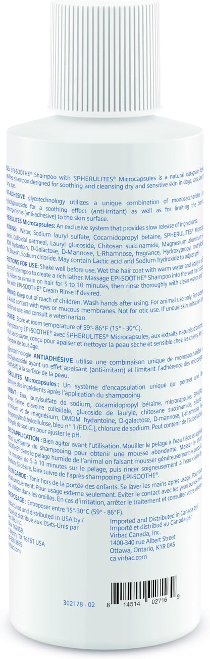 Virbac Epi-Soothe Pet Shampoo For Dogs, Cats & Horses (16 oz) - For Dry or Sensitive Skin