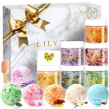Christmas Gifts for Women - 15 Pcs Luxury Spa Gift Set Bath and Body Gift Set for Mom & Dad | Perfect Mothers Day Gifts, Birthday Gifts with 6 x 150g Bath Salt & 6 x 100g Bath Bomb