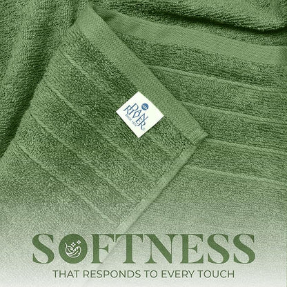 DAN River Extra Large Bath Towels Set of 4, 30 x 60 Inches - 100% Cotton Larger & Lighter Weight Towels for Bathroom - Quicker to Dry, Super Soft & Highly Absorbent Towels for Home, Sage Green