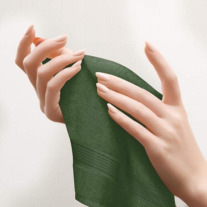 Belizzi Home Ultra Soft Cotton 6 -Piece Hand Towel Set 16x24, Ideal for use in Bathroom, Kitchen, Gym, Spa - Compact, Eco-Friendly, Lightweight - Multi Purpose Hand Towels - Olive Green