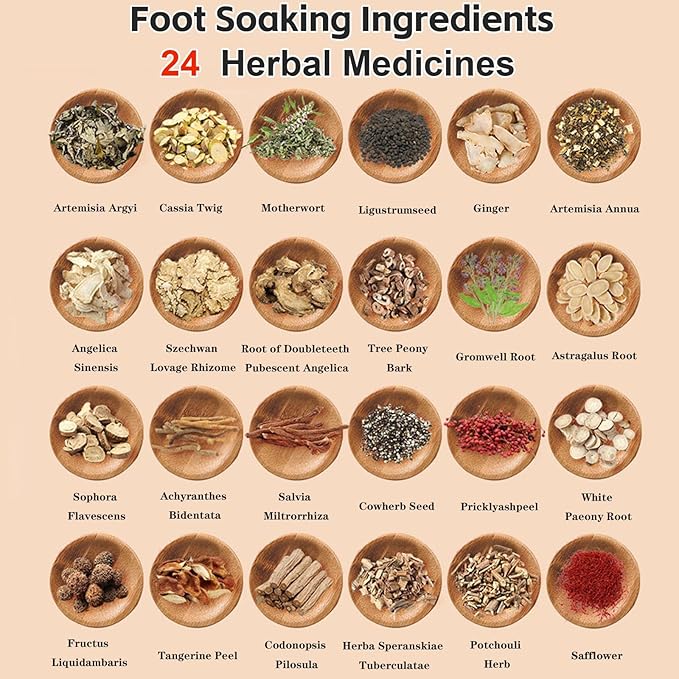 30 Bags Herbal Foot Soak,Foot Bath Herb,Foot Spa Bath Soak Foot Detox Soak to Remove Toxins,Relieve Fatigue & Dispel Cold and Remove Dampness 艾草排湿排寒泡脚包 900g(30 bags*30g) (Green A, 30.5x40.5CM)