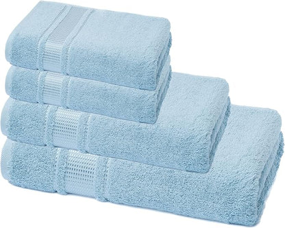 Melissa Linen, 4 Piece Towel Set, 1 Bath Hand 2 Fingertip Towels, 100% Turkish Cotton Towels for Bathroom, Absorbent, Quick Dry, Durable, Shower Towel, Cobalt Blue, Multi Size,(13CBLT1S4)