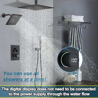 Shower System 12 Inches Rainfall Shower System Shower Head System for Bathroom 3 function shower system set Shower Faucet Rough-in Valve