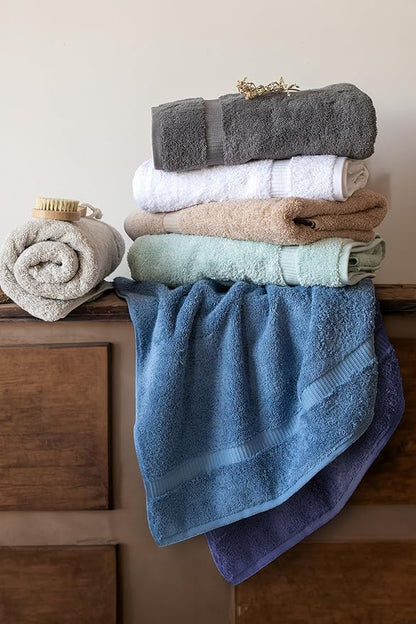 SALBAKOS 100% Turkish Cotton Hand Towel Set of 6 16x30 inch | Heirloom Quality | Hotel & Spa Collection | Ultra Soft, Super Absorbent, Long Lasting Hand Towels | Made in Turkey (Stone, 6 Hand Towels)