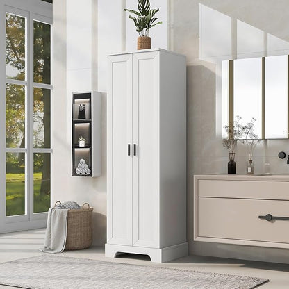 Favfurish 71" Tall Bathroom Storage Cabinet with Doors,Modern Linen Cabinets w/Adjustable Shelves & Anti-Tipping Device,Easy Assembly,Freestanding Organizer for Dining Room,Kitchen,Office,White