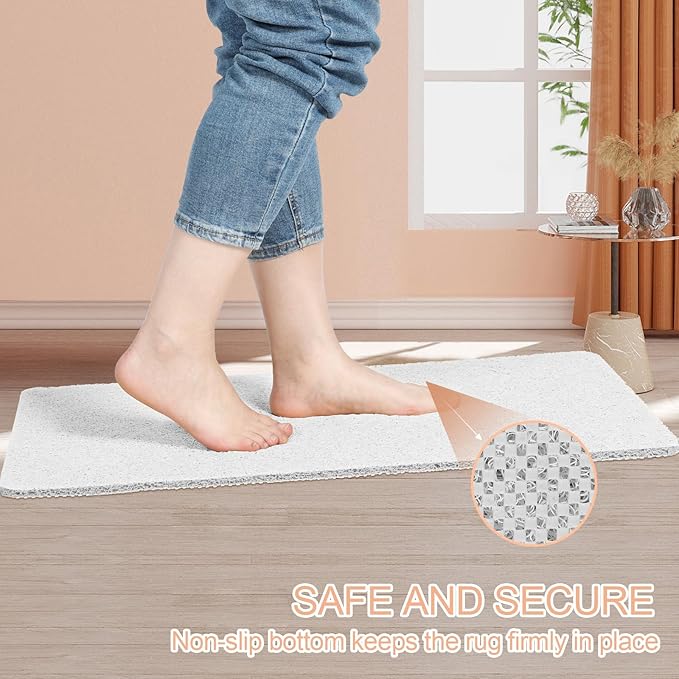 Joyhalo Shower Mats for Showers Anti Slip for Elderly, 32'' x 24'' Non Slip Bath Mat for Inside Shower, Bath Tub Mats for Bathroom Non Slip for Shower, PVC Loofah Bathroom Mats, White