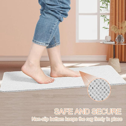 Joyhalo Shower Mats for Showers Anti Slip for Elderly, 32'' x 24'' Non Slip Bath Mat for Inside Shower, Bath Tub Mats for Bathroom Non Slip for Shower, PVC Loofah Bathroom Mats, White