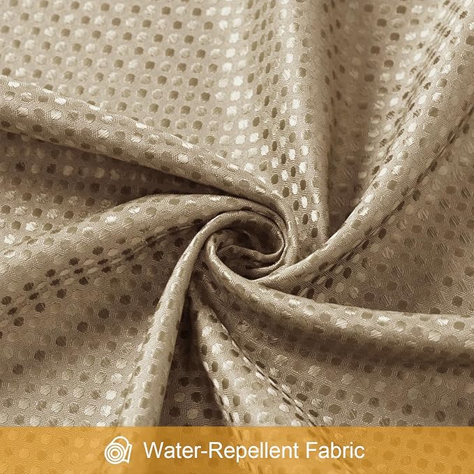 3 in 1 Shower Curtain Set, Beige Waffle Shower Curtain and PEVA Liner Set with 12 Stainless Steel Shower Curtain Hooks, Tan Waterproof Fabric Shower Curtains for Bathroom, 72 W x 72 H