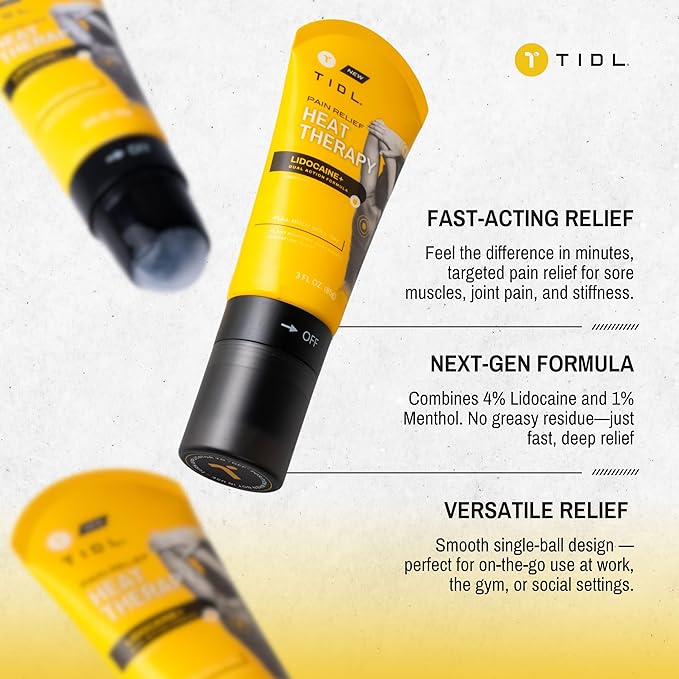 TIDL - Pain Relief Roll On - Fast-Acting Relief on Lower Back, Knee, Neck, Joint & Nerve Pain - Works for Post Workout, Sport & Muscle Recovery - Cooling, Topical, Lidocaine, Menthol (3oz, 1-Pack)