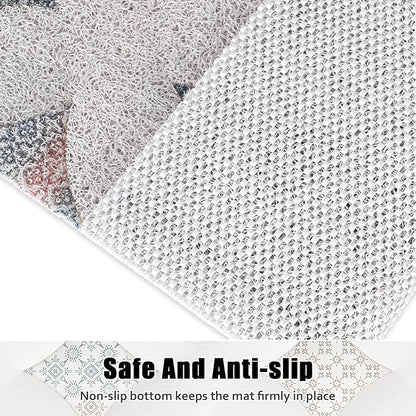 Square Shower Mat Non Slip: 31x31 Inch Extra Large Shower Floor Mat with Drain Hole in Middle - Soft PVC Loofah Bath Mat for Shower - Anti Slip Shower Stall Mat for Elderly and Kids