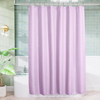 AmazerBath Light Purple Shower Curtain Waffle Textured, Lavender Shower Curtain Fabric Thick Heavy Duty 240GSM, Hotel Quality Bathroom Shower Curtains, Premium Polyester, 72 x 72 Inches