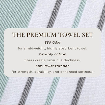 Great Bay Home Decorative Bath Towel Set - Luxury Cotton 6 Piece Towel Set - 2 Bath Towels, 2 Hand Towels, 2 Washcloths - Luxurious, Ultra-Soft, Durable Towels for Bathroom Decor (Eucalyptus/Grey)