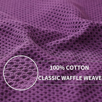 Homaxy 100% Cotton Waffle Weave Kitchen Dish Cloths, Ultra Soft Absorbent Quick Drying Dish Towels, 12 x 12 Inches, 6-Pack, Purple