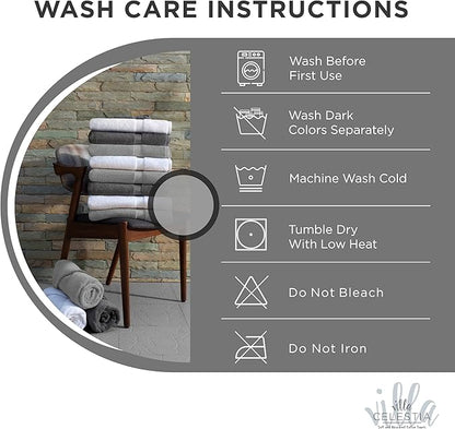 100% Cotton Bath Towel Set of 18-4 Bath Towels, 6 Hand Towels, 8 Wash Cloths, Sustainable, Soft, Highly Absorbent, Combed Cotton 18 Piece Set for Hotels, Spa, Bathroom, Dorm, Grey
