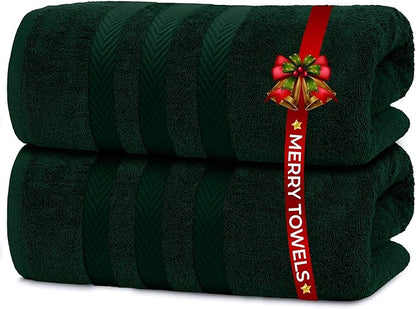 RIVERSIDE Pack of 2 Extra Large Bath Sheets 35 x 70 Inches - 100% Ring Spun Cotton Hotel Quality Oversized Bath Towels - Super Soft, Highly Absorbent & Quicker to Dry - Hunter Green
