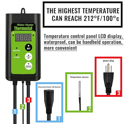 1300W Titanium Fully Submersible, Portable Pool & Hot Tub Electric immersion Water Heater with GFCI & Temp Control for Bathtubs, baptism pool, spa tub, above ground pool & inflatable pool