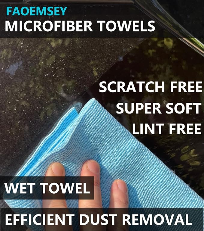 Microfiber Towels,10-Pack,16"x16",420GSM Edgeless,Soft Absorbent,Professional Polishing,Wax Removal,Car Detailing,Home Cleaning Rays,Sky Blue