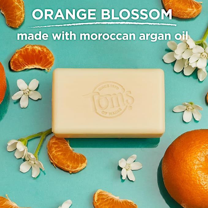 Tom’s of Maine Natural Beauty Bar Soap For Women and Men, Orange Blossom, 5 oz Bar (Pack of 6)