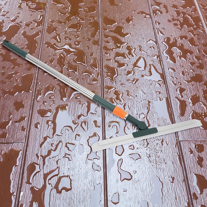 Silicone Squeegee with Rotating Head and Extendable Long Handle Scratch-Resistant Floor and Tile Cleaner for Bathroom Kitchen Reusable Adjustable Floor Squeegee Broom for Shower
