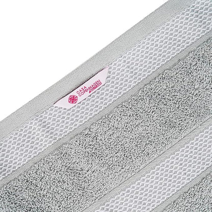 CASA COPENHAGEN Solitaire Mix 6 Pieces Towel Set- Grey Violet + Teal, 600 GSM 2Bath Towel 2Hand Towel 2Washcloth, Designed in Denmark Made of Soft Egyptian Cotton for Bathroom, Kitchen & Shower