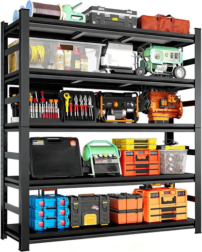 Heavy Duty Metal Garage Shelving, 5-Tier Adjustable Shelves, Steel Storage Rack for Garage, Basement, Workshop, 3000 lbs Capacity