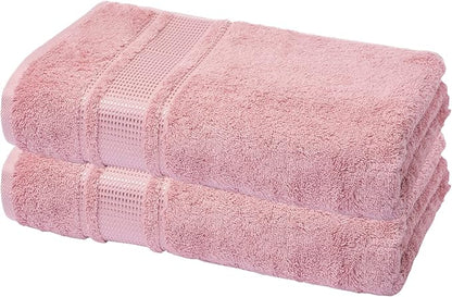 Melissa Linen, 2 Piece Bath Towel Set, Turkish Cotton Bath Towels for Bathroom, Absorbent, Quick Dry, Durable and Soft Shower Towel, 28 in x 55 in, Spa and Hotel Quality, (Pink Bath Towels)