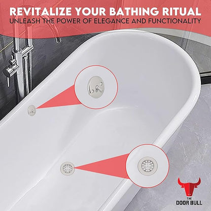 Trip Lever Bathtub Drain Kit with Strainer – 2-Hole Overflow Faceplate, Matching Screws – Tub Drain Trim Replacement Set for Bathroom Bathtubs