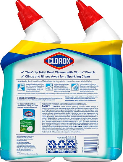 CLOROX Toilet Bowl Cleaner Clinging Bleach Gel, Ocean Mist, 24 Fl Oz, Pack of 2 (Package May Vary)
