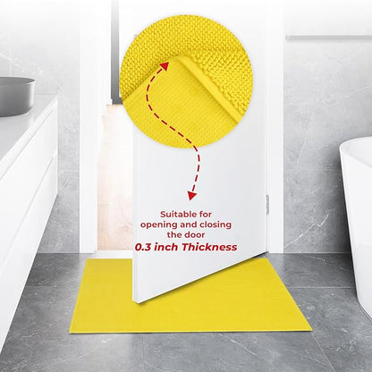 American Soft Linen Bath Rug, 17 in 24 in 100% Cotton Bath Mats Rugs for Bathroom, Slip Reducer Washable Shaggy Form Area Rugs, Yellow Bath Rug