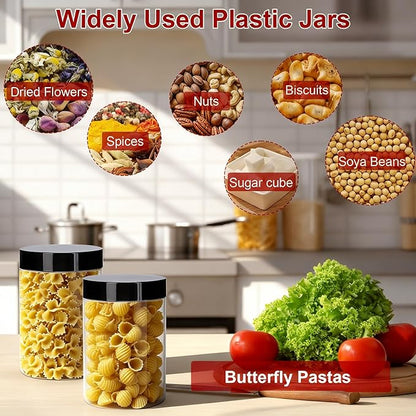 Plastic Jars with Lids,OBKJJ 51 PCS 10 OZ Large Capacity Clear Storage Containers with Leakproof Lids Reusable Empty Storage Container for Dry Food Spice Candy Cookie Household and Kitchen Organizing