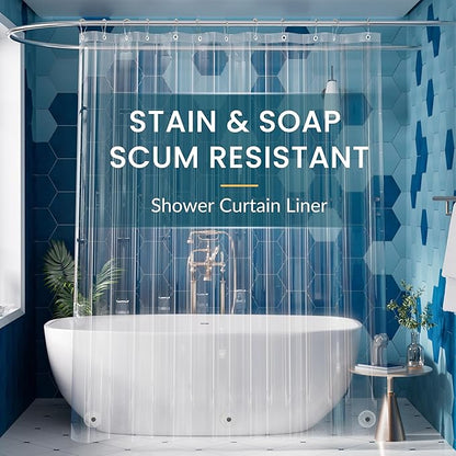 Titanker Clear Shower Curtain Liner Plastic Long Shower Liner 72 x 78 PEVA Lightweight Waterproof Shower Curtains for Bathroom with Magnets and Rustproof Grommets