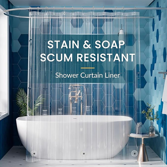 Titanker Clear Shower Curtain Liner Plastic Long Shower Liner 72 x 78 PEVA Lightweight Waterproof Shower Curtains for Bathroom with Magnets and Rustproof Grommets