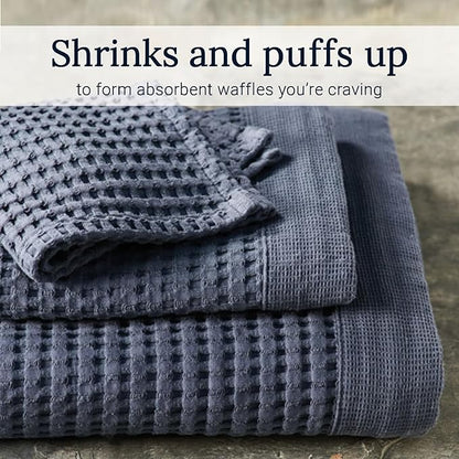 GILDEN TREE Waffle Bath Towels Wash Cloths for Showering, Exfoliating Washcloth Quick Dry Towel, Face Towels for Washing Face Cotton Washcloths Set of 4, Modern Style (Midnight Blue)