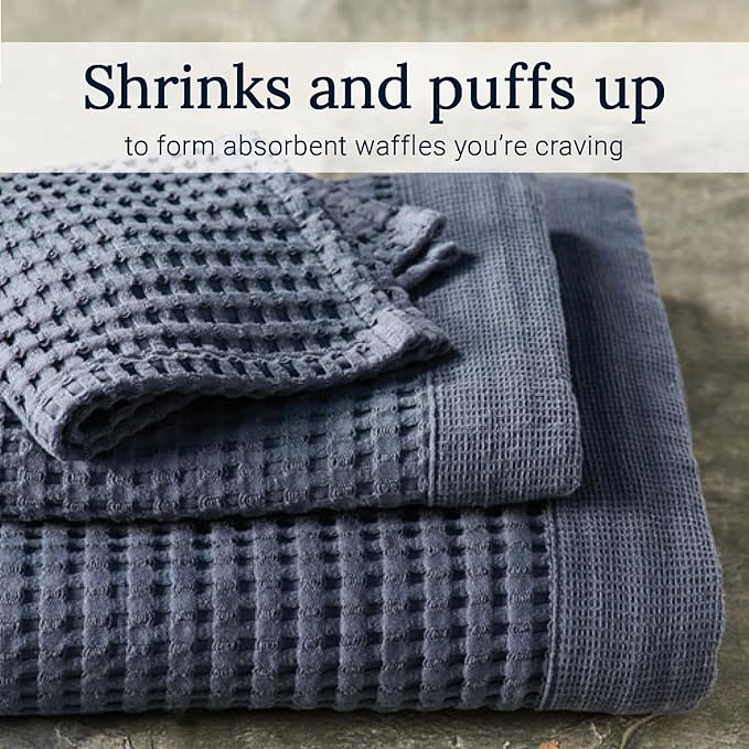 GILDEN TREE Waffle Bath Sheet Quick Dry Towel, Thin Luxury Bath Towels, Bath Sheets 40x80 Large Bath Towels, Modern Style (Midnight Blue)