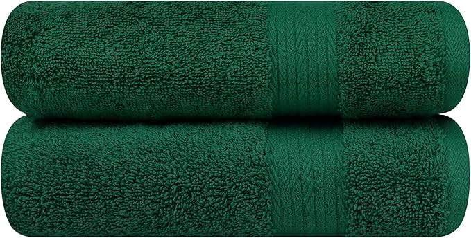 Ample Decor Hand Towels 18 X 28 Inch 600 GSM 100% Cotton, Premium Soft Absorbent - 2 Pcs - Christmas Green