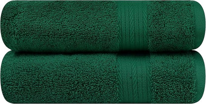 Ample Decor Hand Towels 18 X 28 Inch 600 GSM 100% Cotton, Premium Soft Absorbent - 2 Pcs - Christmas Green