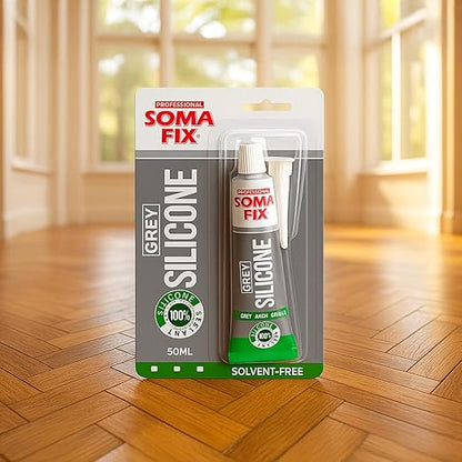 Silicone Caulk - Squeeze Tube Silicone Sealant for Wood, Kitchen, Bathroom, Sink, and Windows - Multi-Purpose & Waterproof (Gray)