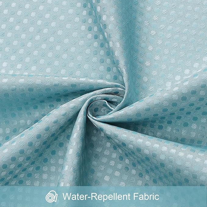 3 in 1 Stall Half Size Shower Curtain Set-36 W x 72 H, Teal Blue Waffle Waterproof Fabric and PEVA Liner Set with Stainless Steel Hooks