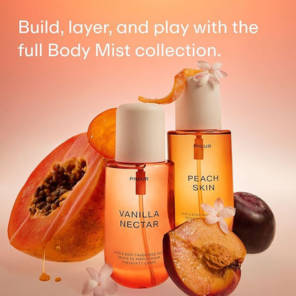 PHLUR Vanilla Nectar Body Mist - Hair & Body Fragrance Mist - Whipped Vanilla Body Spray with Papaya Nectar, Peach Blossom, Coconut Orchid, Apricot & Honeyed Amber (8 Fl Oz)