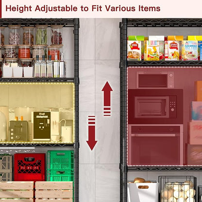 PrimeZone Wire Metal Storage Shelves - 5 Tier Adjustable NSF Certified Heavy Duty Garage Shelving Unit Organizer Rack, Steel Utility Shelf for Kitchen, Pantry, 35.5" W x 14" D x 72" H, Black, 3 Packs
