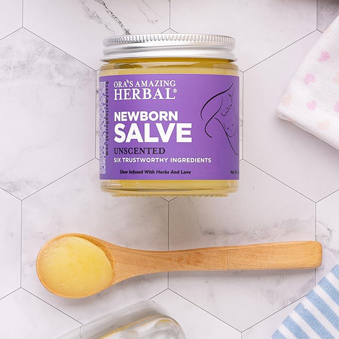 Ora's amazing Herbal, Newborn Salve, Diaper Rash Cream, Calendula Baby Balm, EWG Verified Baby Ointment, Acne Eczema, Butt Cream, Infant Massage, Natural Paraben Free, Good for Sensitive Skin 1 & 4 oz