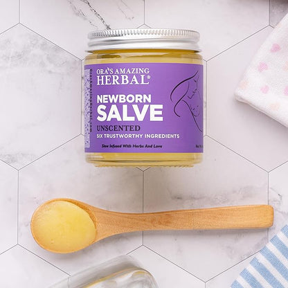 Ora's amazing Herbal, Newborn Salve, Diaper Rash Cream, Calendula Baby Balm, EWG Verified Baby Ointment, Acne Eczema, Butt Cream, Infant Massage, Natural Paraben Free, Good for Sensitive Skin 1 & 4 oz