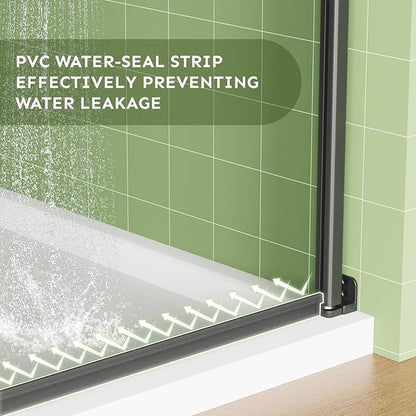 30" Wx72 H Frameless Reversible Pivot Shower Door, 1/4" Clear SGCC Tempered Glass & Shatter Proof Film, 304 Stainless Steel Hardware, Water Protection Seal Stripes Plus Glass-Fixing Aluminum Stripe