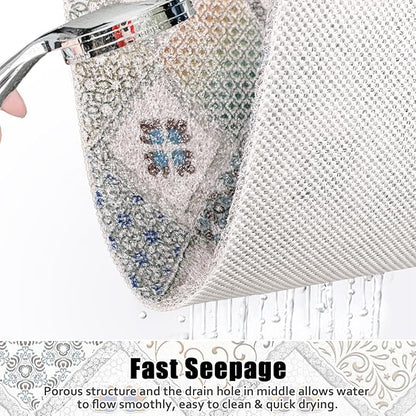 Square Shower Mat Non Slip: 24x24 Inch Shower Floor Mat with Drain Hole in Middle, Super Soft and Comfortable PVC Loofah Massage Bath Mat for Shower, Anti Slip Shower Stall Mat, Quick Drying